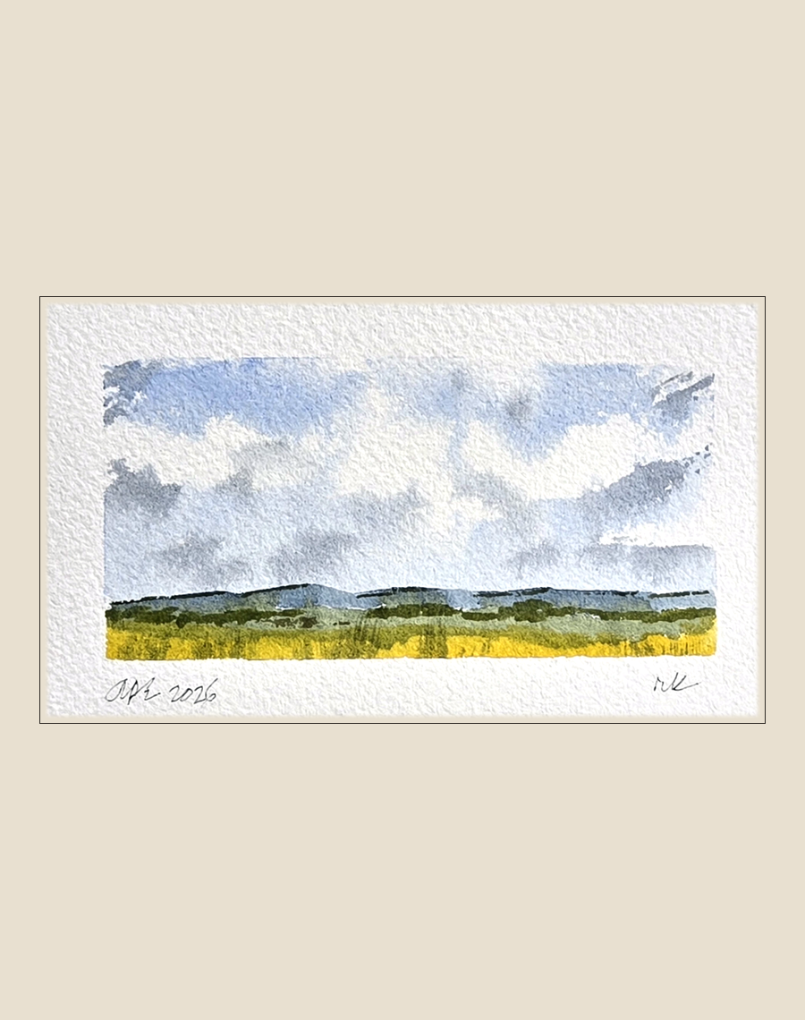 April Range — original hand-painted watercolor notecard by Richard Kuensting