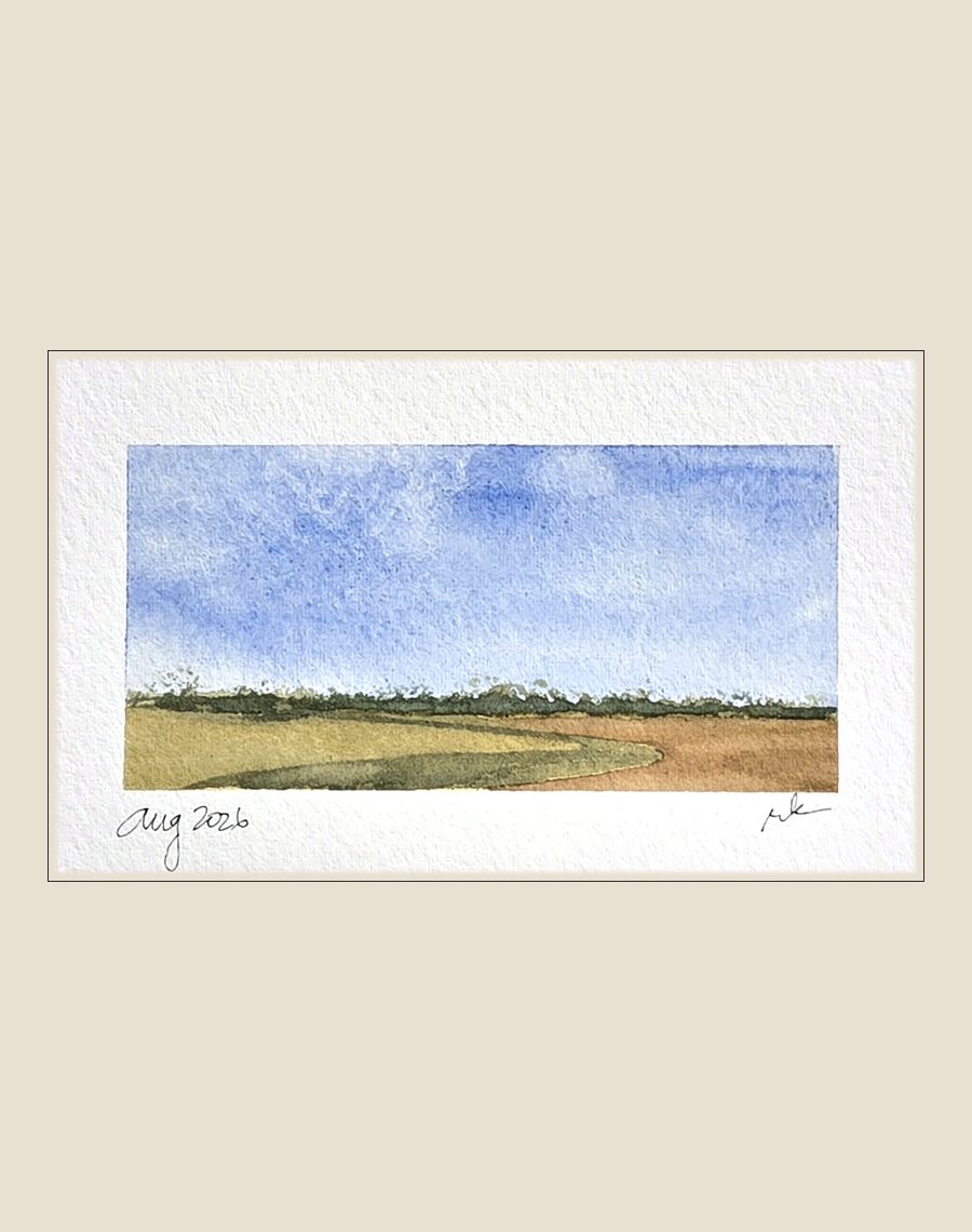 Hills Under Cloud — original hand-painted watercolor notecard by Richard Kuensting