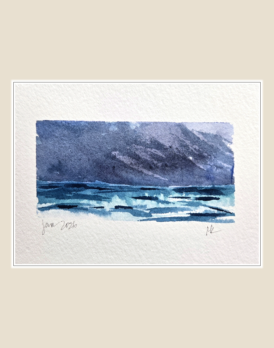 Indigo Swell — original hand-painted watercolor notecard by Richard Kuensting