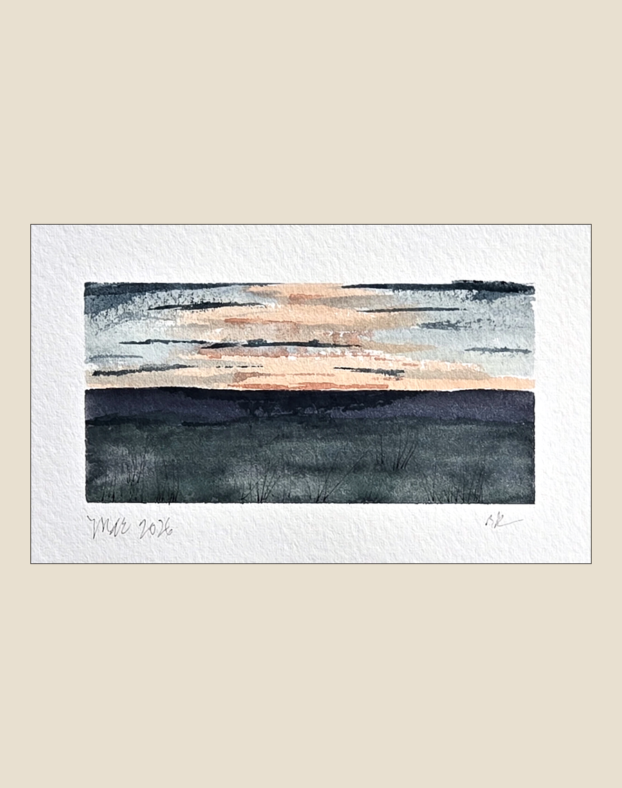 March Dusk — original hand-painted watercolor notecard