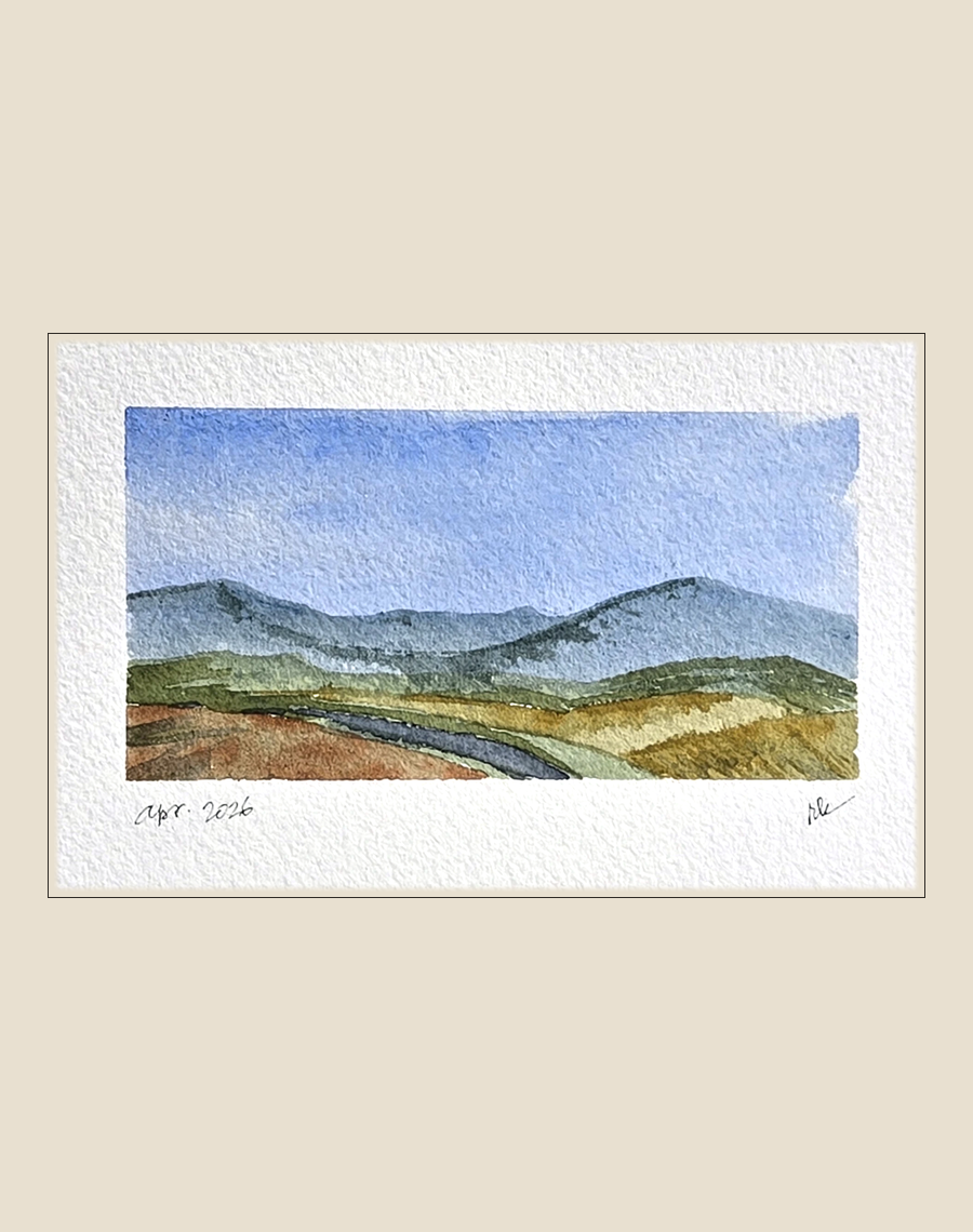 Mustard Field — original hand-painted watercolor notecard by Richard Kuensting